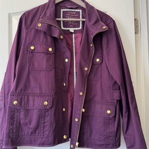 J. Crew Purple Utility Jacket with Gold-Tone Hardware